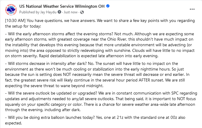 NWSILN's tweet photo. [10:35 AM] A few key points to keep in mind as we progress through the day... https://t.co/g1oxuLupmq