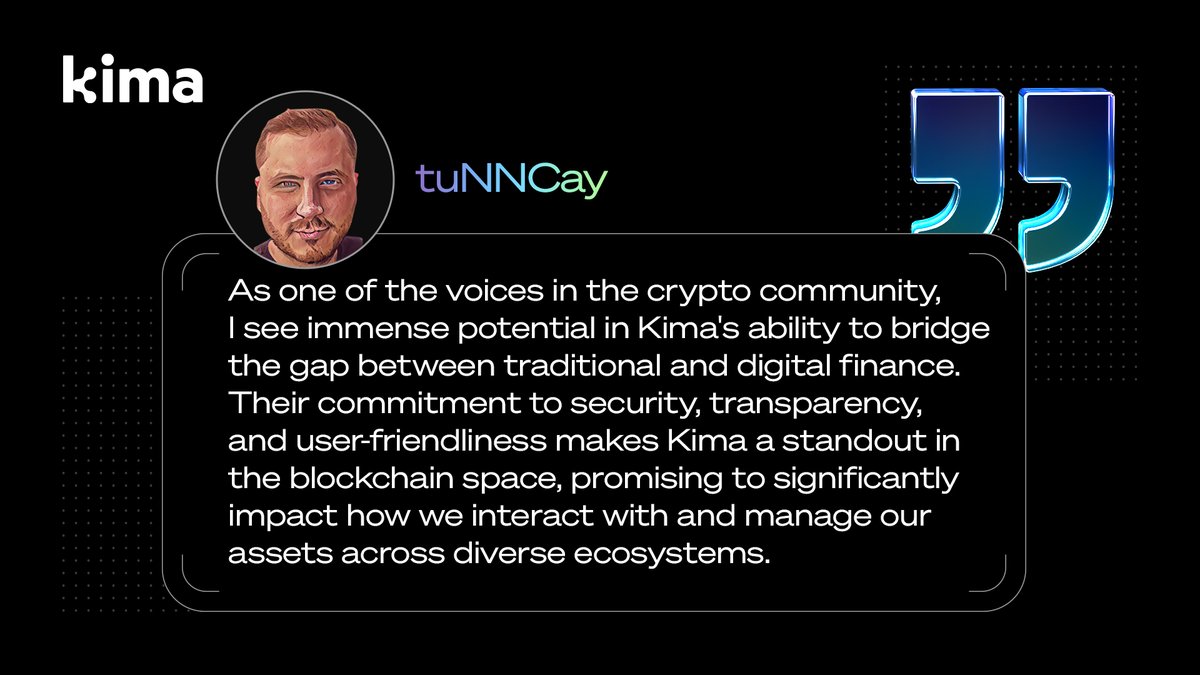 📢 What KOLs Say About Kima 📢

  Thanks to @tuNNCayCrypto - one of the leading @Binance Live Streamers and #crypto-related content creators, for his inspiring feedback on Kima Network.  

Check it out here 🔥👇