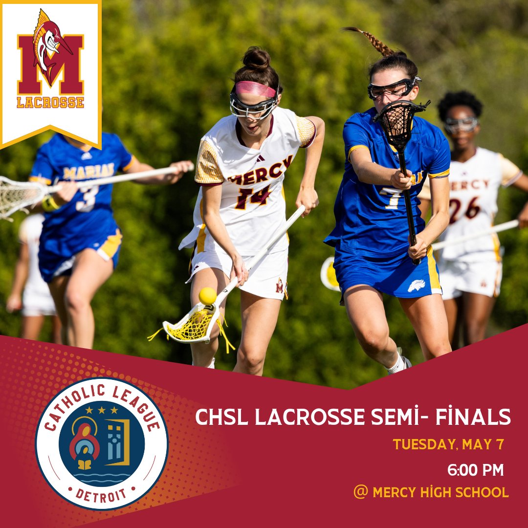 CHSL LAX SEMIS! Come out and cheer on Mercy Varsity LAX at home as they take on St. Ursula!! ⏰ 5:30 PM Go Marlins!!