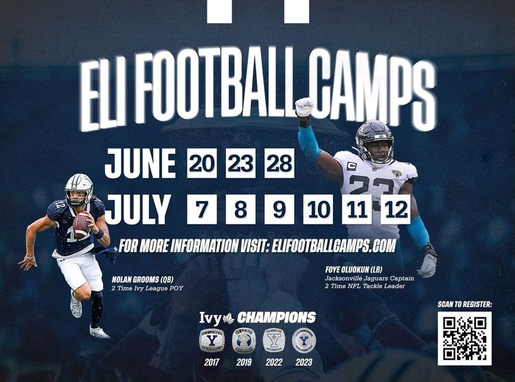 2025's - 3 Opportunities in May to spend some time with the winners of 4 of the last 6 Ivy Titles 💍💍💍💍 Log in and join us from home: tinyurl.com/4mrcv5nv Then come camp with the champs and earn a spot this summer! elifootballcamps.com