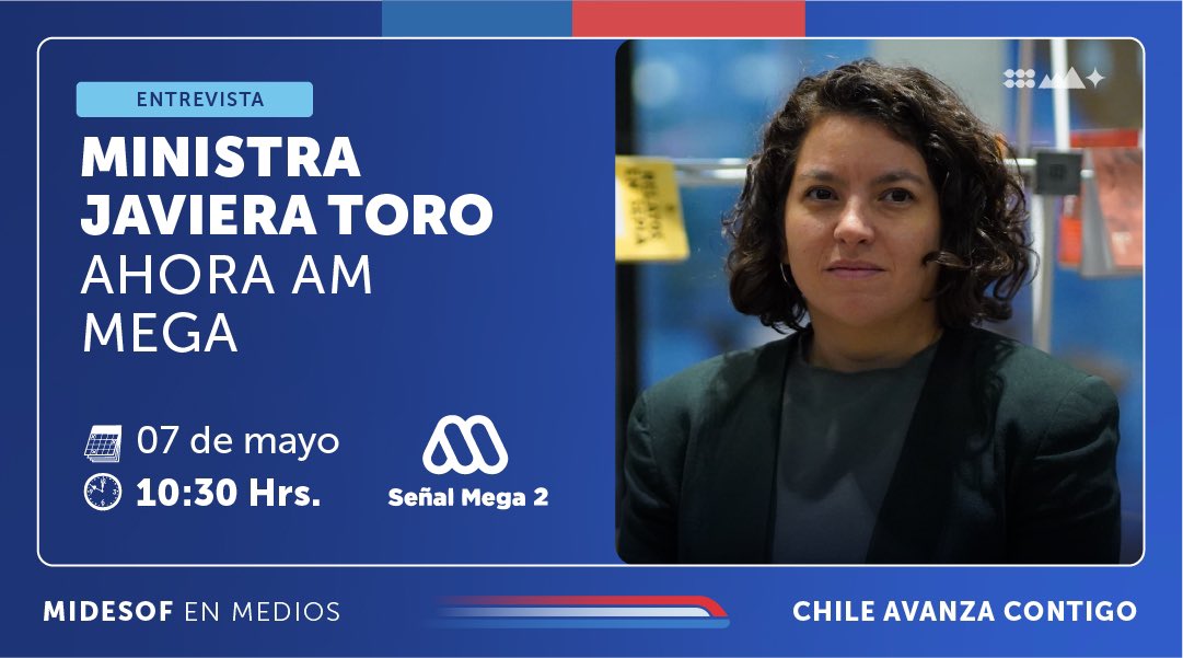 #MidesofEnMedios | La ministra @javieratoroc está en el programa Ahora AM de @meganoticiascl para abordar la activación del #CódigoAzul. Sigue la transmisión aquí 👉🏼 meganoticias.cl/senal-en-vivo/…