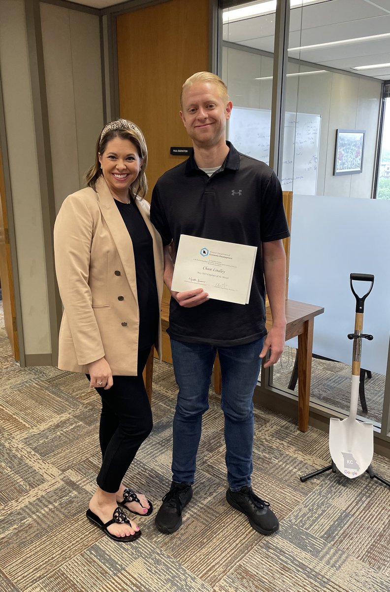 Congratulations to Chase Lindley, #TeamDED's Employee of the Month! Chase, was nominated for consistently going above and beyond...and then some! He is always happy to help team members and is the 'go to' communications guy. Thank you for #HelpingMissouriansProsper, Chase!