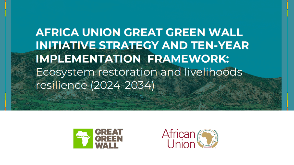 📢 Launched today: The African Union's new continental 🌱 #GreatGreenWall Initiative Strategy to enhance #ecosystem restoration &amp; livelihoods #resilience across #Africa. 🌍
➡️ aiccra.cgiar.org/news/great-gre…
#CombatDesertification #AFSH24