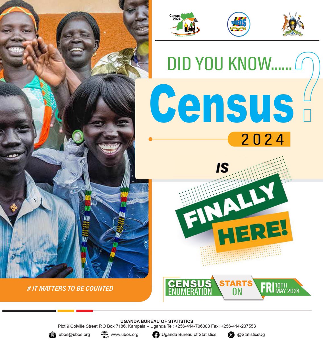 Where is the census night finding you? Make sure you are counted because it matters to be counted. Accurate Census data is valuable and essential for economic development, transportation, healthcare, education and business planning and decision making. #UgandaCensus2024