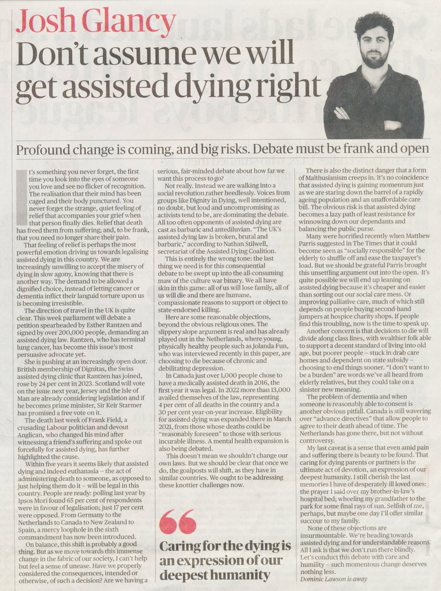 Well, in the spirit of frankness recently espoused by @joshglancy in the Sunday Times, it should be pointed that euthanasia of the elderly has been going on best part of a decade in Surrey - the papers just can't run it.