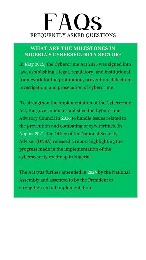HOW DOES THE CYBERCRIMES ACT INCREASE CAPACITY TO DEAL WITH TERRORISM, MONEY LAUNDERING, ETC. AND FACILITATE INTERNATIONAL COOPERATION IN COMBATING CYBERCRIMES?

DO YOU KNOW THE OBJECTIVES OF THE ACT? 

The frames below will answer your questions. 

#CybercrimeFAQs
#CyberCrimeAct