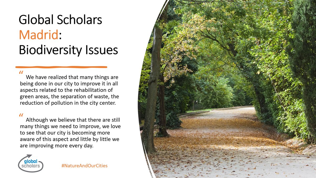 “We love to see that our city is becoming more aware of this aspect” – Global Scholars, Madrid. It’s good to celebrate the steps your city is already taking to go green 🍃 #NatureAndOurCities