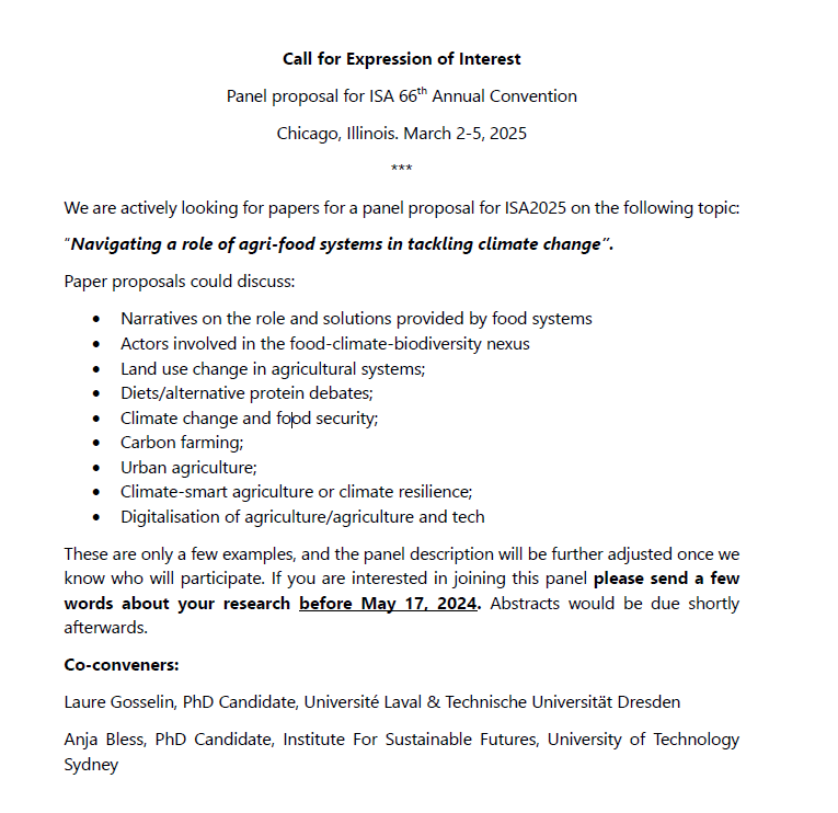 Now that I caught your attention with a cute highland cow... are you working on #foodsystems, #climatechange, and planning to attend #ISA2025 in Chicago? @AnjaKBless and I are looking for papers to submit a panel proposal. If interested, please write to us before May 17th!