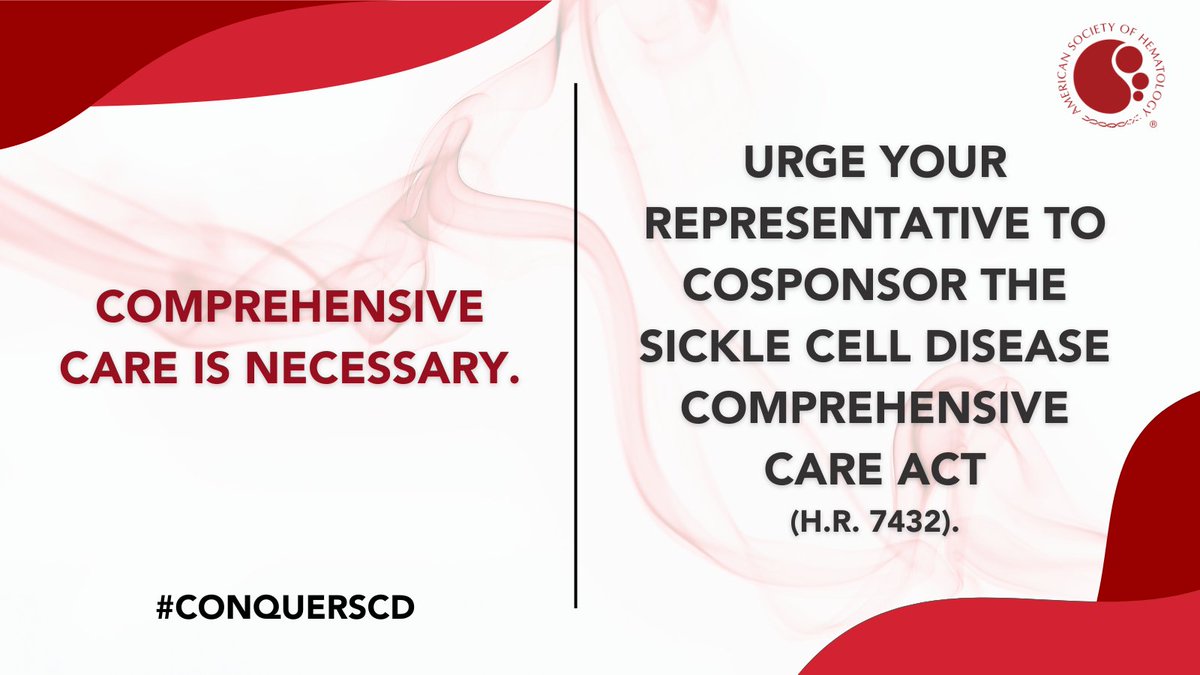 🔊 Support H.R. 7432! This bipartisan bill aims to create #Medicaid Health Homes for SCD, improving access to comprehensive outpatient care for individuals with #SickleCell.

Urge your legislators to cosponsor now: hematology.org/advocacy/reach…

#ConquerSCD #Fight4Hematology