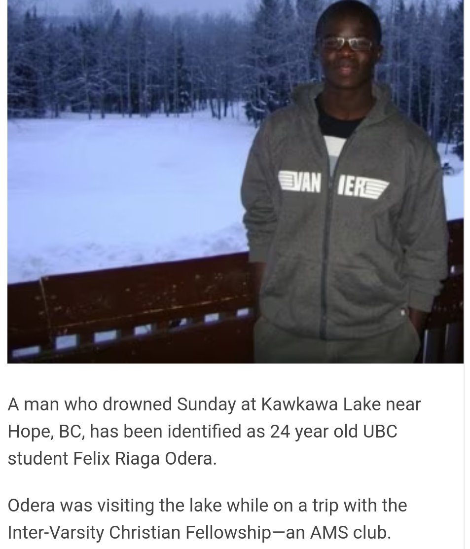 Daktari, the story is very similar to one from 2011. International student from Kenya drowned near Vancouver🇨🇦. Felix was the youngest son of my Mom's younger sister, Aunty Maggie. To date, 2024, there is no official communication on what really happened. arshy.tumblr.com/post/747213985…