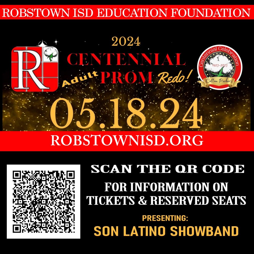 🎉 Exciting News! 🎉 Robstown ISD Education Foundation is bringing back the magic of prom for adults in celebration of their centennial! 🥳 Get ready to dust off your dancing shoes and relive the fun with friends old and new! 💃
