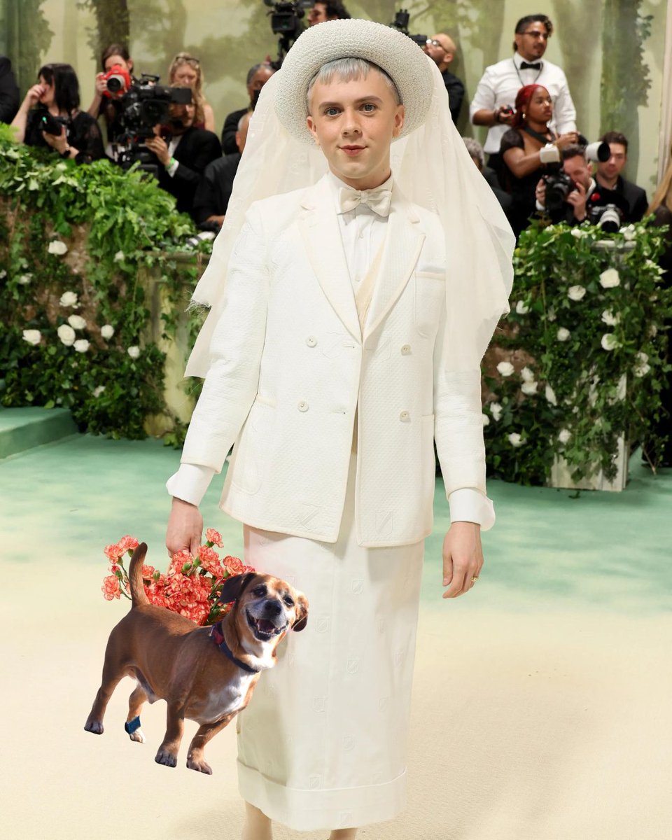 Farruko and #ColeEscola’s #MetGala debut, May 2024 Dogs? As an accessory? Groundbreaking. Email adopt@austinpetsalive.org to get your paws on this cute-ure today! 🐾 #MetGala2024 #AustinPetsAlive