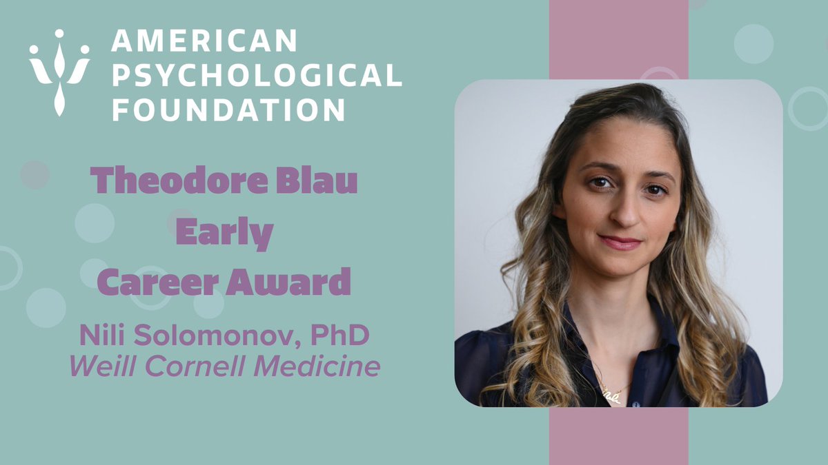 Congratulations to Dr. @NiliSolomonov of @WeillCornell, the well-deserved recipient of the @SCPdiv12 2024 Theodore Blau Early Career Award! 🎉🌟 #researchexcellence #psychology