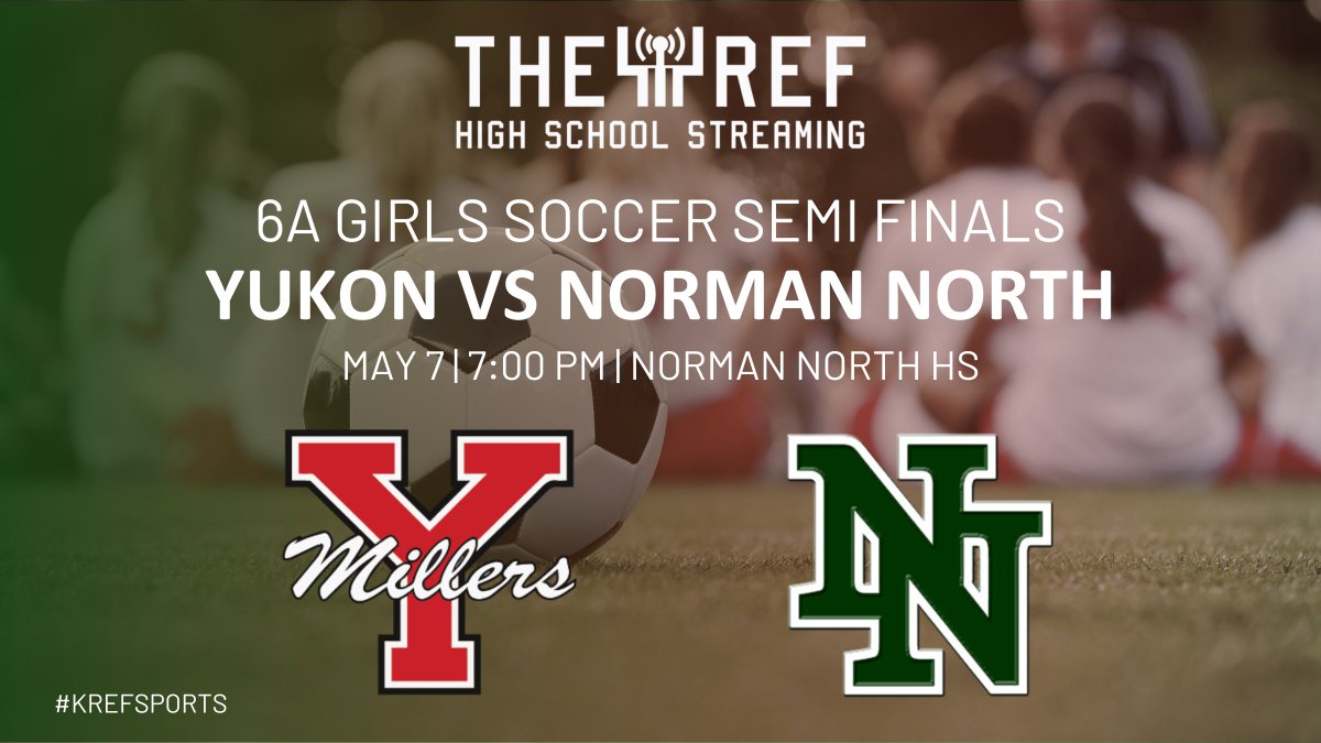 ⚽️ Yukon vs Norman North
📍 Norman North High School
⏰ 7 PM
📺 krefsports.tv