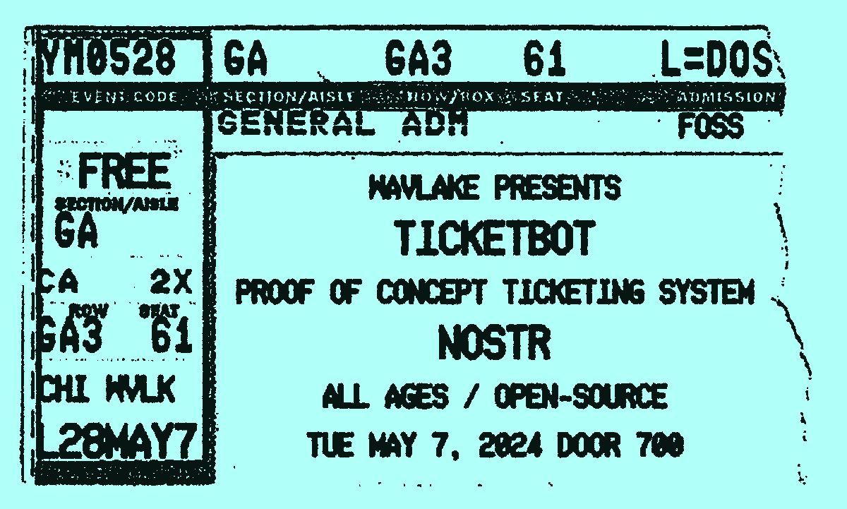 wavlake's tweet image. Introducing... Ticketbot. A new way to buy and sell tickets across the web using open standards and internet identities zine.wavlake.com/introducing-ti…