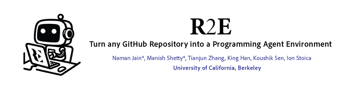 Want to turn your own GitHub Repos into a playground for 🤖 coding agents? 📢📢 Introducing R2E: Repository to Environment 📈 Scalable, dynamic, real-world repo-level benchmarks 💡 Generate Equivalence Tests Harnesses 🔗 r2e.dev | Accepted @ ICML '24 🧵