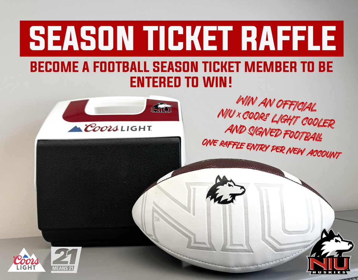 We're raffling off unique prizes to NEW NIU Football Season Ticket Members! This week, new members can win an NIU cooler & a signed football 🏈 New accounts only, one raffle entry per account Winner will be selected 5/13 🎟️ bit.ly/4b3y6LO