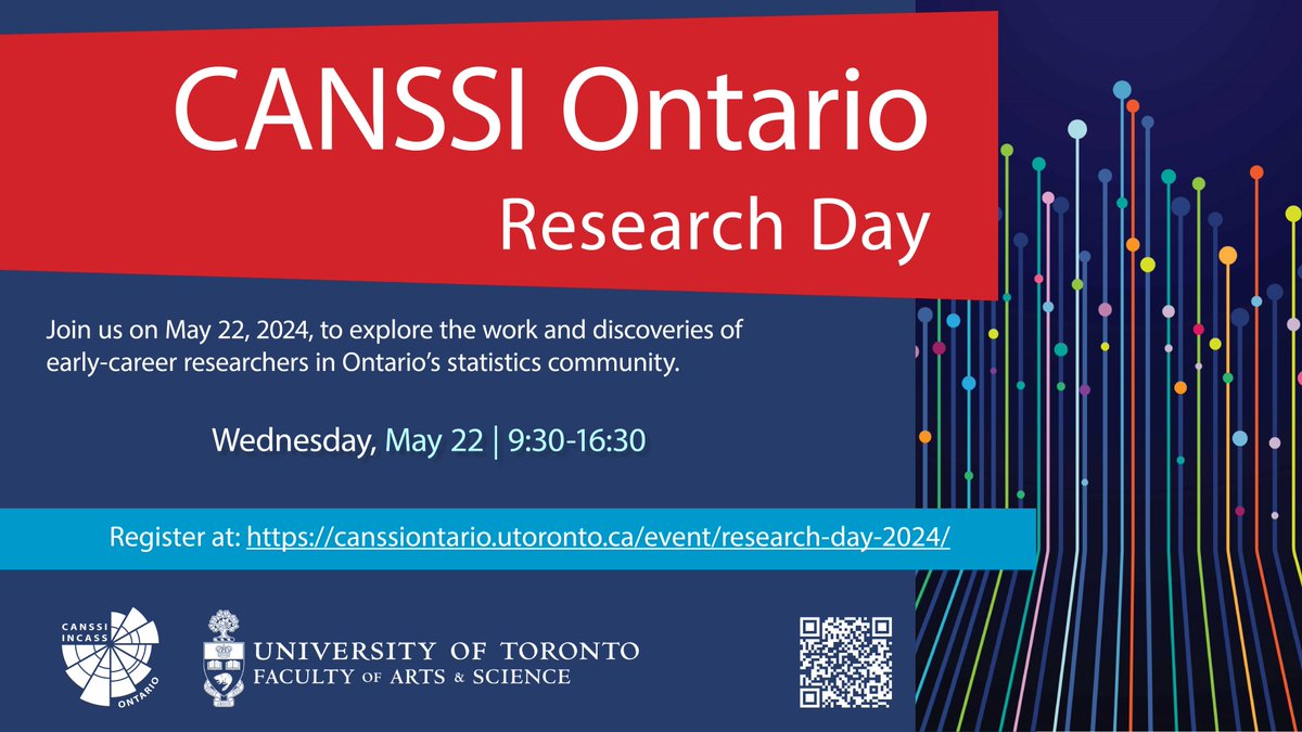 🌟 @CANSSIOntario Research Day! Join us for a day of discovery, discussion, & networking as we showcase the work of statisticians from 11 of Ontario's largest universities. Free Event | Open to All 🗓️ May 22, 2024 🕒 9:30 am - 4:30 pm ET 🔗 Register here: bit.ly/4bsu3Ze