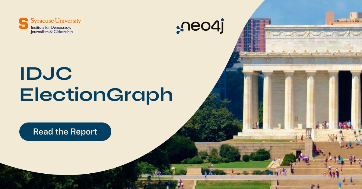 Exciting news! We're thrilled to announce that we've awarded @SyracuseIDJC with a research grant and a license to use #Neo4j's software. This will be used to support their initiative, IDJC #ElectionGraph: ⬇️ bit.ly/4bKxRp9