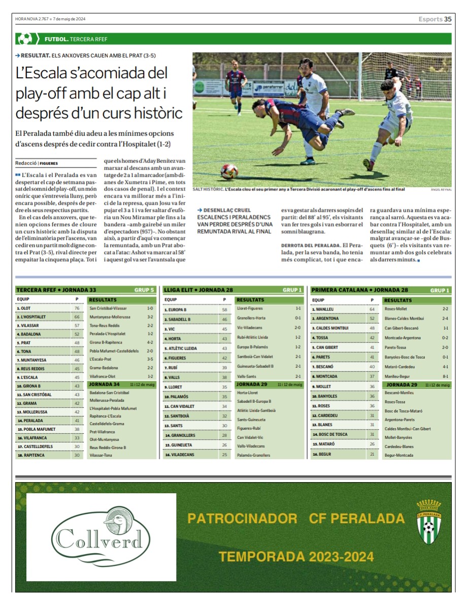 Aquesta setmana, el @DiariHoraNova publicita @CollVerdFoie com a patrocinador del nostre Club. #somperalada 💚🤍