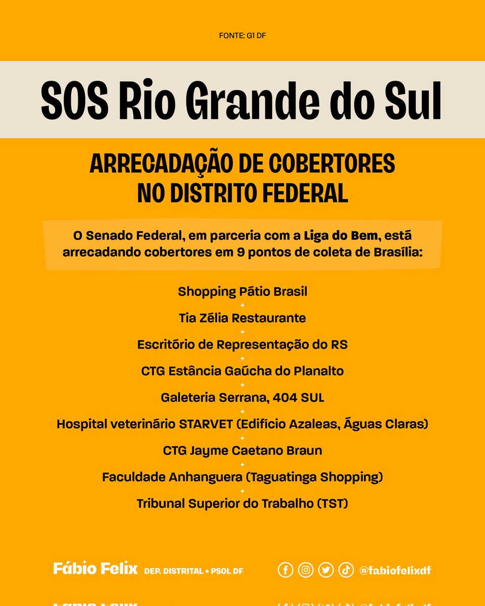 Ajudem a compartilhar alguns locais de doações aqui em Brasília para o Rio Grande do Sul 👇🏾 Deixe aqui nos comentários algum outro local que você tem conhecimento