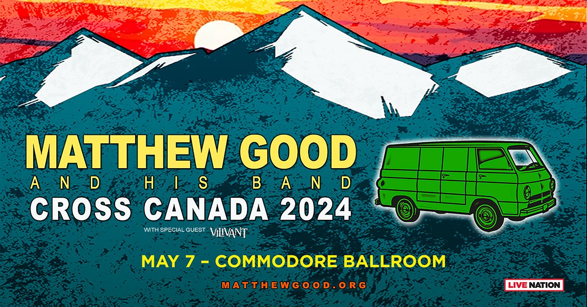 TONIGHT: Multi-platinum artist Matthew Good and His Band return to their hometown to showcase their signature alternative rock songs! Set times: Doors - 7:00pm Vilivant - 8:10pm Matthew Good - 9:25pm *all times are subject to change *must be 19+ with valid ID to attend