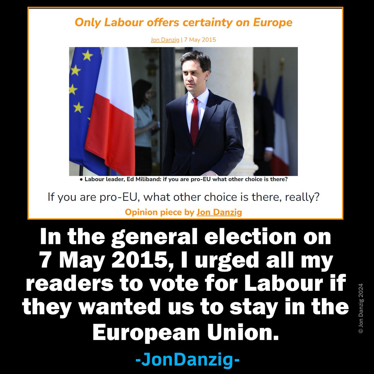 → My advice on 7 May 2015: Vote @UKLabour to stay in the #EU If we want to change the future, we must learn from the past. ▪ On my EU ROPE blog: lnkd.in/dQJ9yhq ▪ On Facebook: lnkd.in/ebdSc3-F ▪ On YouTube: lnkd.in/eu5RsQz5