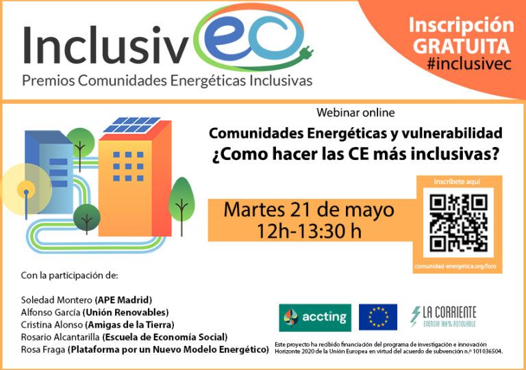 LaCorrienteCoop's tweet photo. Ya queda menos para el webinar del día 21 de mayo a las 12h ⌛ , en el que compartirán sus conocimientos y aprendizajes cinco ponentes con amplia experiencia en la lucha por un nuevo modelo energético que no deje a nadie atrás. 

Inscríbete aquí👇
https://t.co/GdtfQpJGGv https://t.co/mEqWu6A6Y7