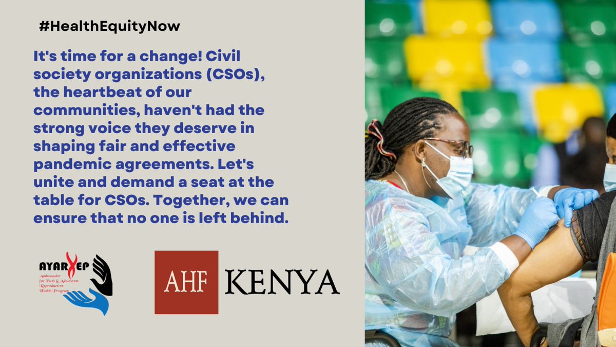 In the face of global challenges, it's crucial to stand together for health equity. AHF is advocating for fair access to health resources in the pandemic agreement. #HealthEquityNow #StopPharmaGreed
@WHOKenya @WHO @AIDSHealthcare @KELINKenya @MOH_Kenya  @unhrcpr @ahfafrica