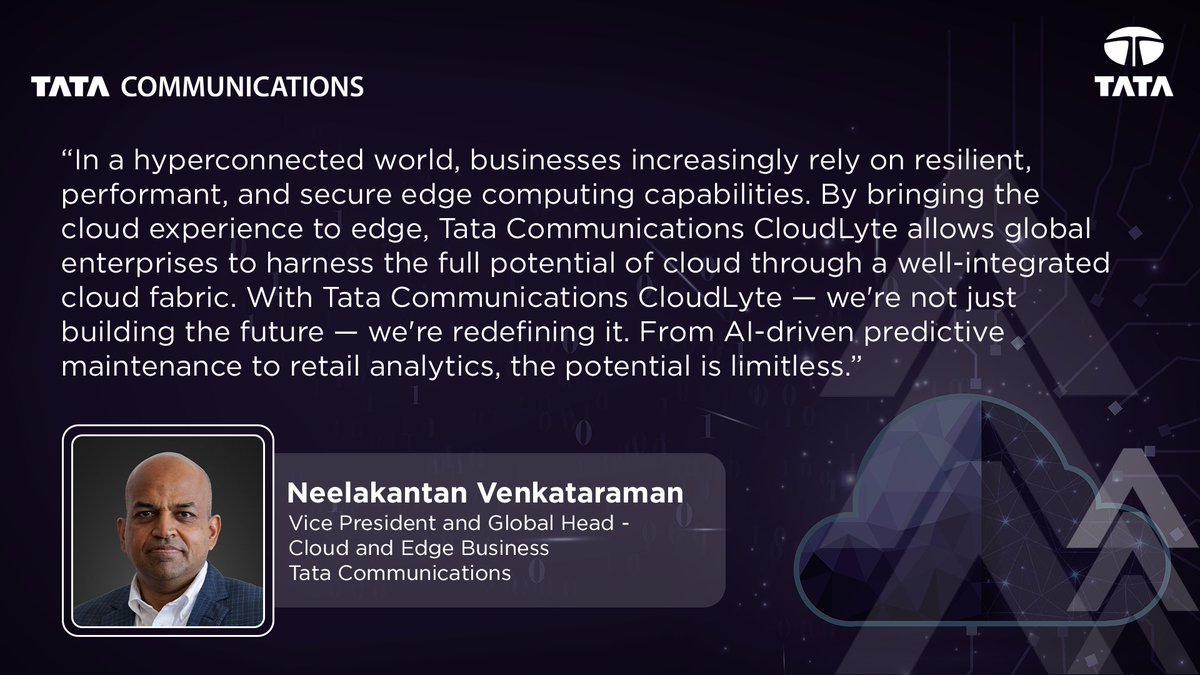 We're excited to unveil Tata Communications CloudLyte, our fully-automated #EdgeComputing platform! The end-to-end solution encompasses edge infrastructure alongside platform, network, and managed services. Designed to address a diverse range of industry use-cases across retail,…