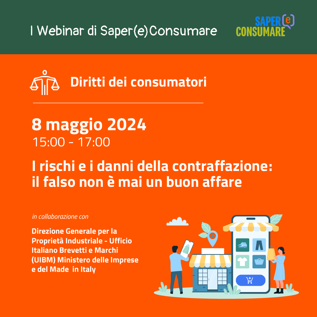 👩🏻‍🏫#Contraffazione | L'#8maggio un #webinar di Saper(e)Consumare sugli effetti negativi dell’acquistare prodotti contraffatti, le azioni per contrastare il fenomeno, le ricadute sull’economia, sull’ambiente e sulla vita di tutti i giorni! ⭕Iscriviti👉🏼sapereconsumare.it/webinar/i-risc…