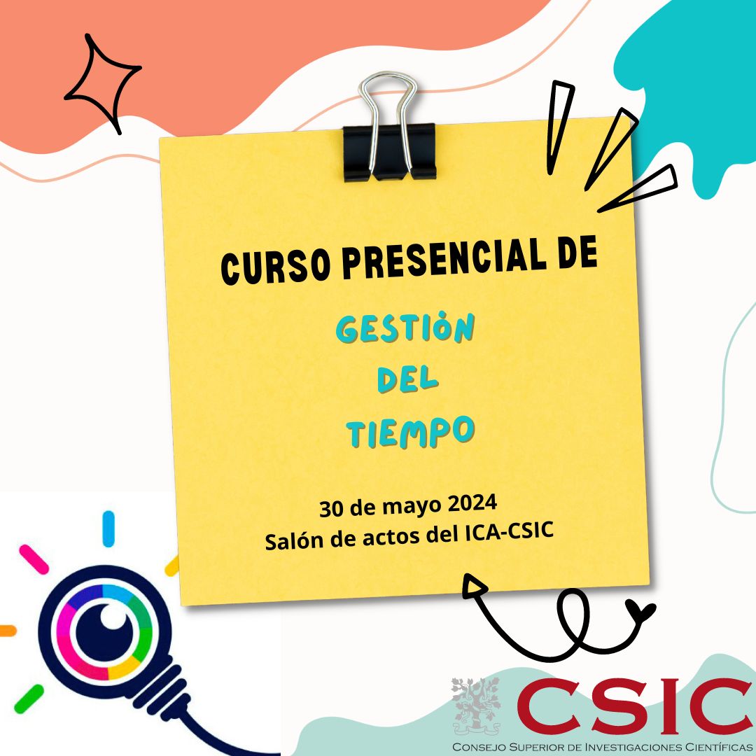 💡 Formación transversal del CSIC: ⏱️ Gestión del tiempo Una sesión teórico/práctica para conocer las herramientas y estrategias necesarias para aprovechar al máximo tu día. Ponente: Marco Antonio Pereyra Camacho (@CIB_CSIC) 📍@ICA_CSIC ✍️Inscríbete en: eventos.corp.csic.es/event/125/