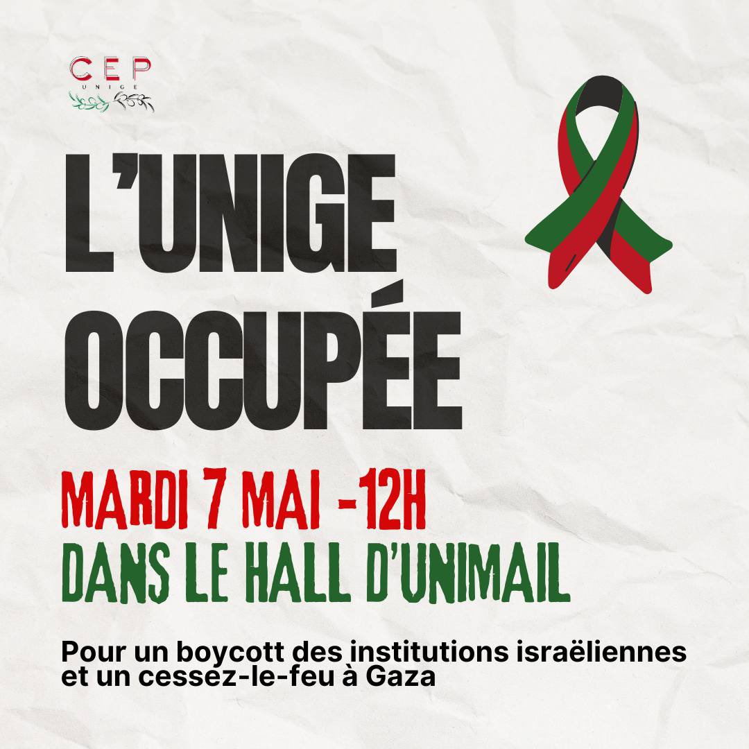 🚨UNIVERSITY OF GENEVA OCCUPIED
All out to Uni Mail to support the students demands for an academic boycott of the Israeli regime ! #unige #geneva #StudentsForGaza