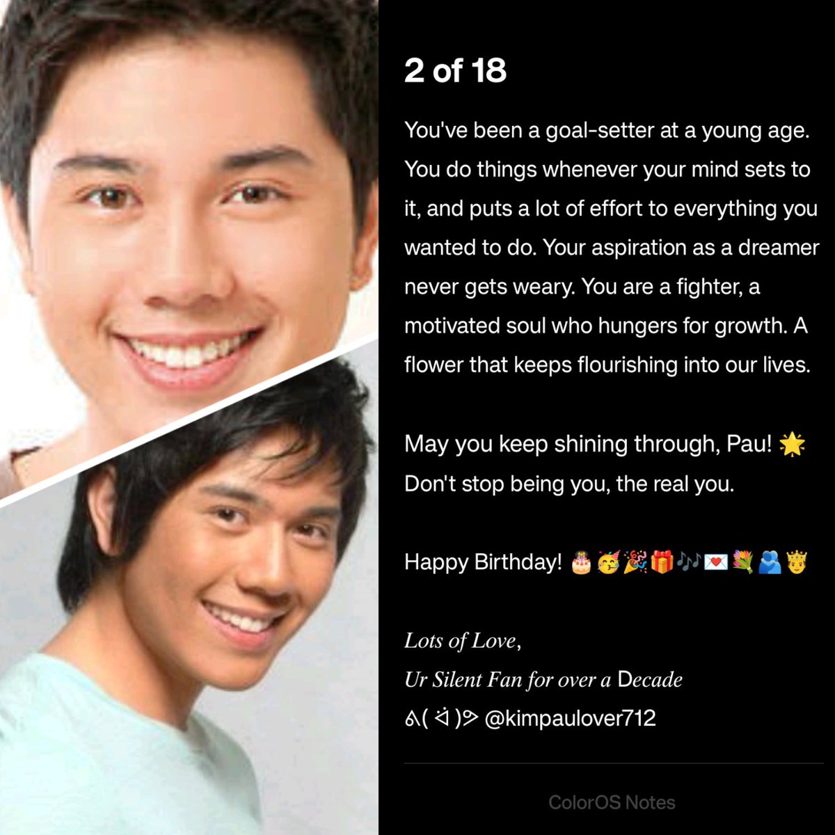 2 of 18 Countdown Birthday Greetings for our Boss #PauloAvelino ☺️💌💕for making it to 18 years in the entertainment industry.

Happy Birthday, Boss Pau! 🎉😇
We Love You🫶!

#TaureanCelebrant
#BdayTribute
#CelebratingLife