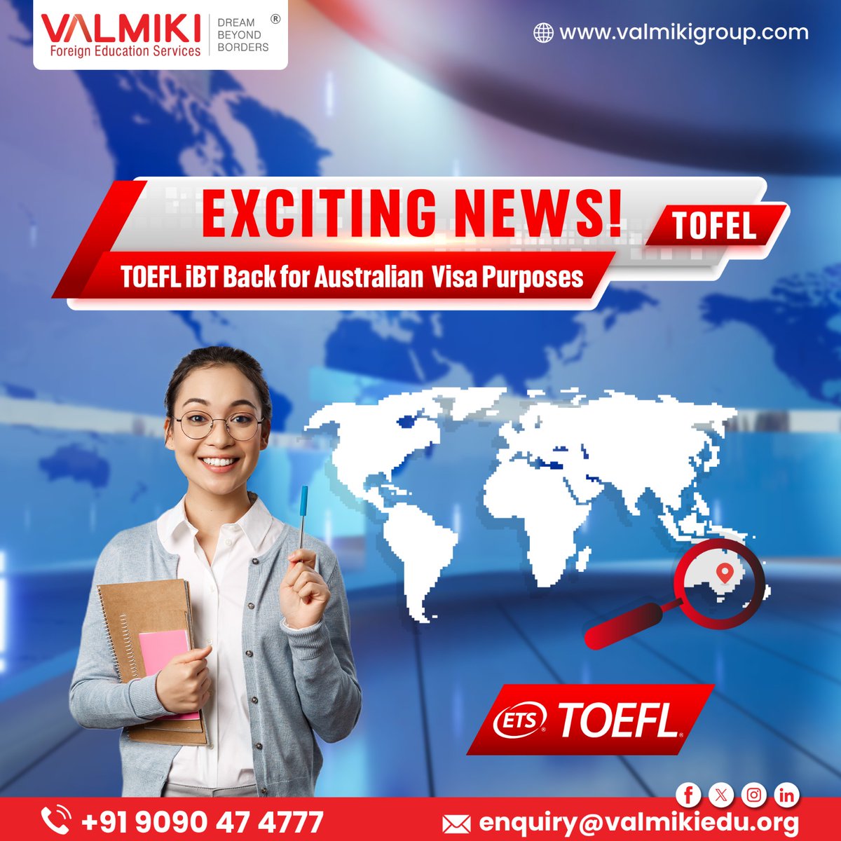 valmikitweet's tweet image. The Australian Department of Home Affairs (#DHA) has reinstated #TOEFLiBT tests for visa purposes, effective from May 5th, 2024. This decision follows a thorough review of #Englishlanguageproficiency standards, signaling a positive step for #internationalapplicants.