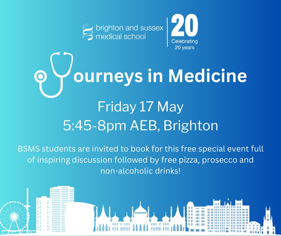 📣Students – join us for our free Journeys in Medicine event and hear @bsmsalumni share their career journeys and experiences around the theme of 'The past, present and future of working in the NHS'. 🗓️ Friday 17 May 📍Audrey Emerton Building Book 👉 bit.ly/3UO6g0k