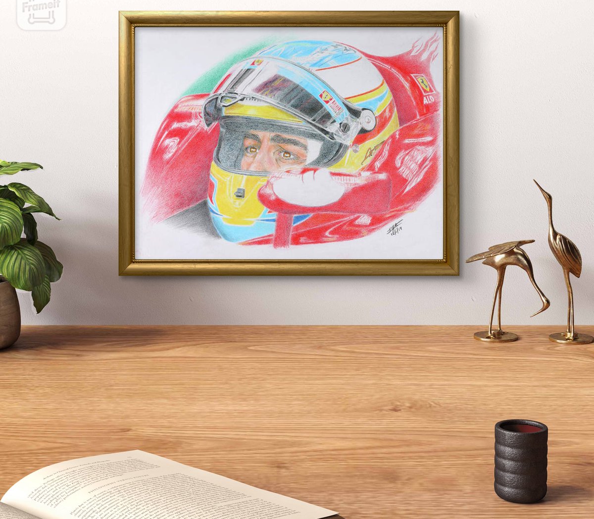 Fernando Alonso on board of his Ferrari before an epic victory at the F1 Korean GP in 2010 in horrible weather.
Get it ! at the link below in my comment.
Original for sale.
#FernandoAlonso #ferrari #vintagecar #handmade #madeinitaly #interiorstyling #racing #portrait #Formula1