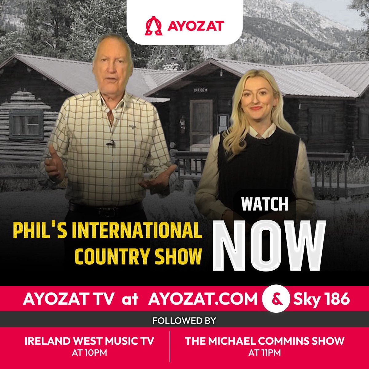 Watch Phil's International Country Show now on AYOZAT TV at ayozat.com and Sky 186, followed by Ireland West Music TV at 10pm and The Michael Commins Show at 11pm #philsinternationalcountryshow #irelandwestmusictv #themichaelcomminsshow @musicmemoriestv @iwmTV