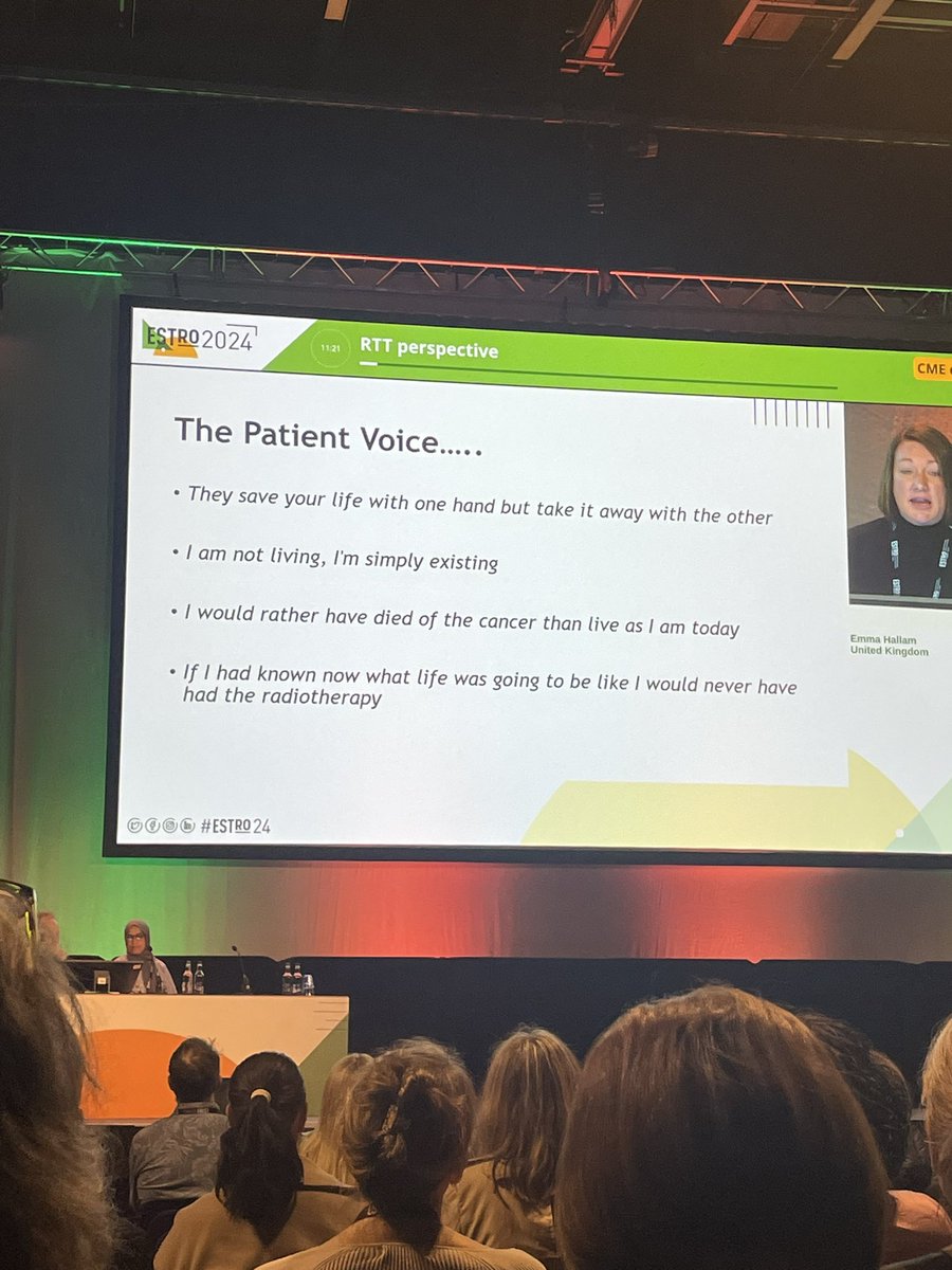 Always a joy to listen to <a href="/EmmaHallam6/">Emma Hallam</a> presenting &amp; highlighting the key role of an RTT in this team!!!
Supporting patients who have ‘cure but at what cost’ <a href="/ESTRO_RT/">ESTRO</a> #ESTRO2024 <a href="/Beatson_Charity/">Beatson Cancer Charity</a>
