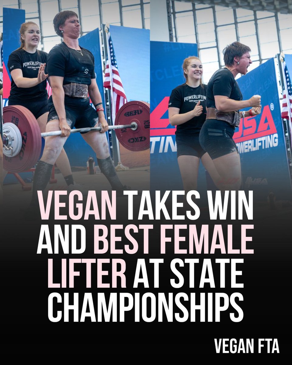 Vegan takes win and “Best Female Lifter” at North Carolina State Championships 🏋️‍♀️💪🌱 Article by 'greatveganathletes' on IG 👉 Learn more: veganfta.com/2024/04/08/veg… #vegan #strength #powerlifter #powerlifting #northcarolina