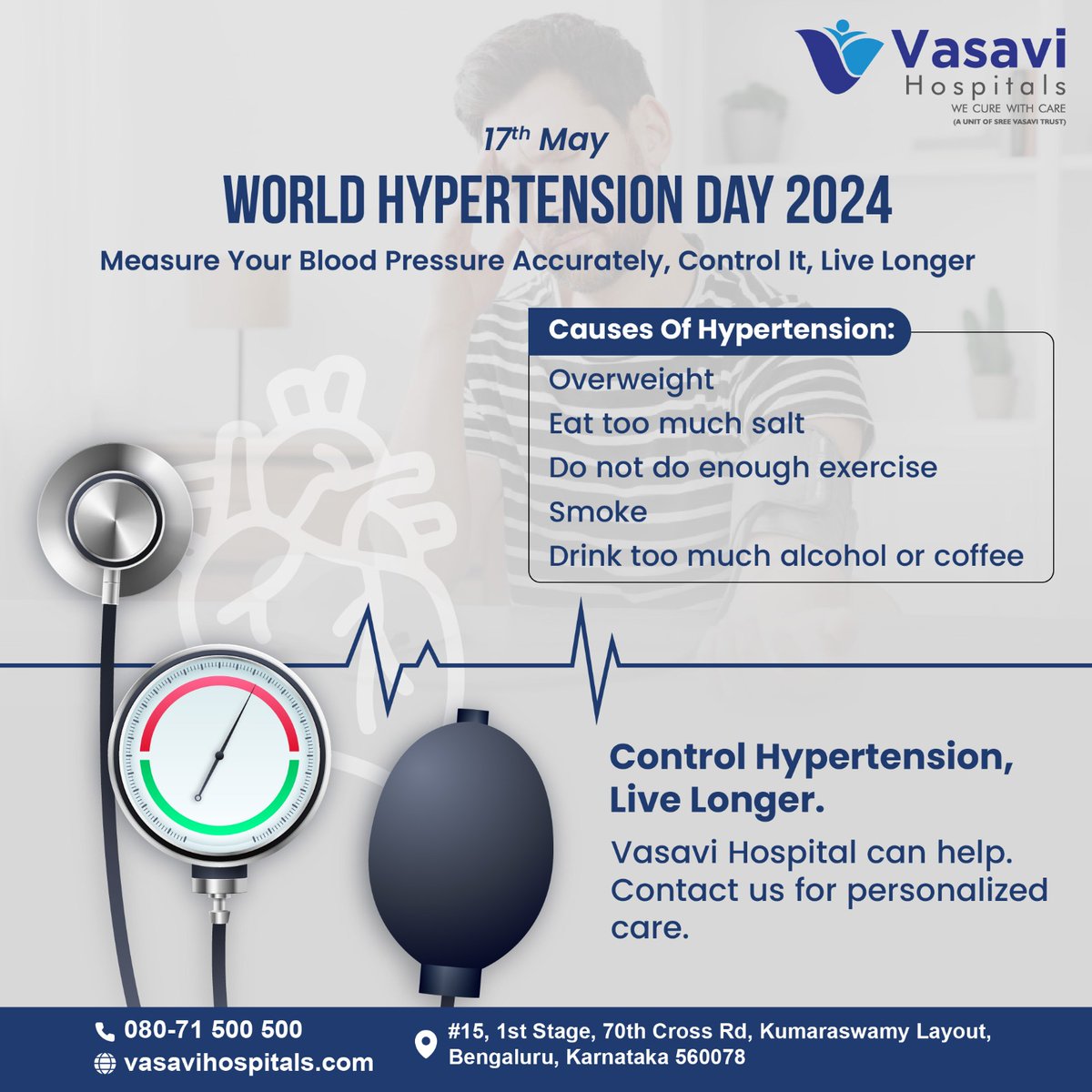 Take charge of your health this World Hypertension Day! 

Did you know? Hypertension, if left unchecked, can lead to serious health complications. 

Stay informed, stay healthy, and remember: control your blood pressure, control your future. 

#WorldHypertensionDay #HeartHealth