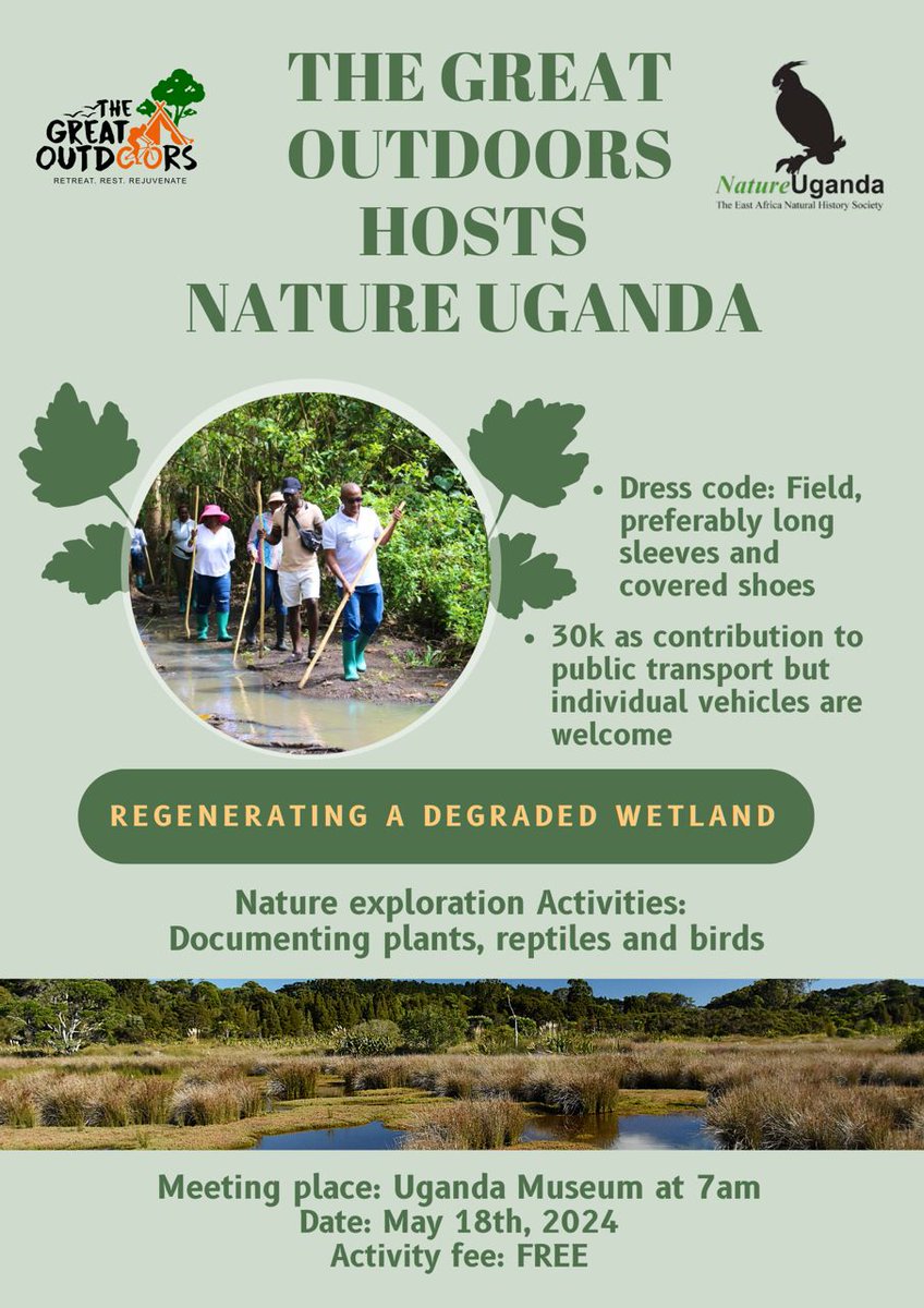 Join us on May 18th, 2024 for a nature walk & more amidst the serene beauty of The Great Outdoors. Whether you're a #NatureLover or simply seeking a refreshing escape from city life, here's a chance to unwind & reconnect with #nature. Call 0777 147367 & reserve your spot now!🍃🐦