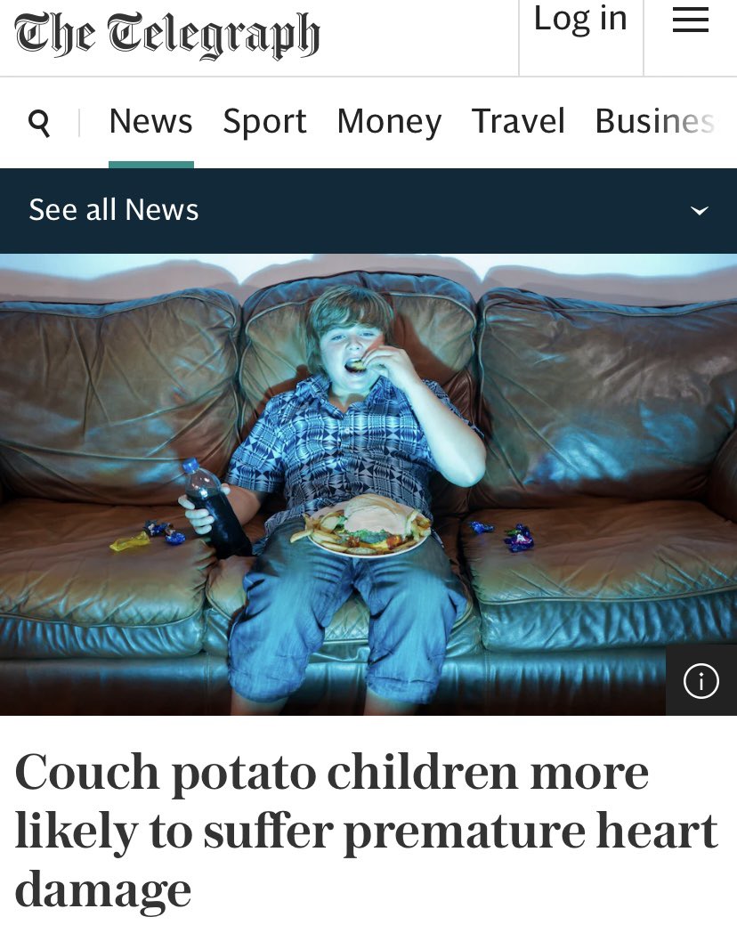 Slowly but surely slipping in excuses for Child Cardiac Arrests now or what? ⬇️ Couch potato children are more likely to suffer premature heart damage, a new study warns .. telegraph.co.uk/news/2024/05/0…