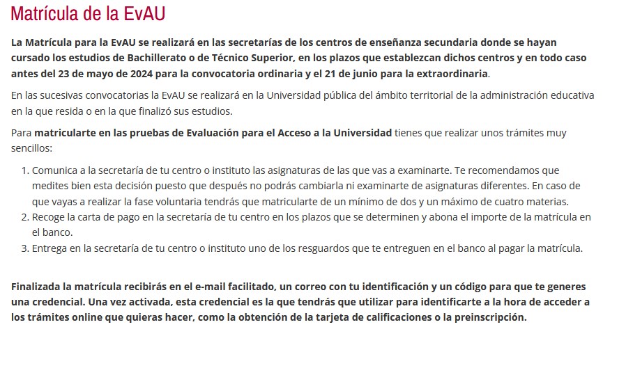 ¡Se acerca la EvAU! No olvides hacer la matrícula en tu centro de secundaria.