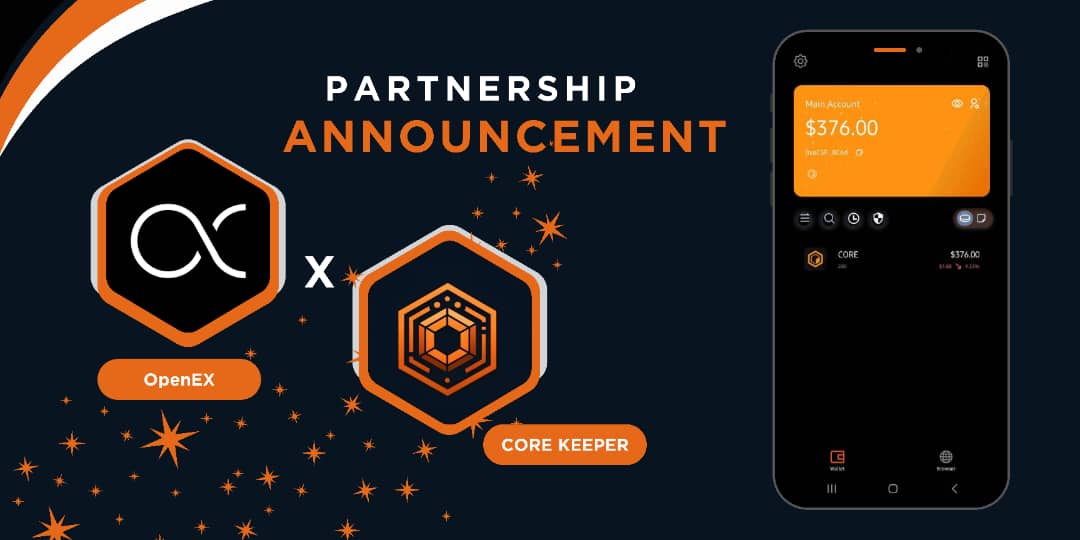 THRILLING ANNOUNCEMENT! We're thrilled to reveal our exciting new partnership with @openex_network! This collaboration brings Longswap to our DApp browser on the Core Keeper Wallet app, and when the OEX coin drops, it will be automatically whitelisted on our wallet by default!