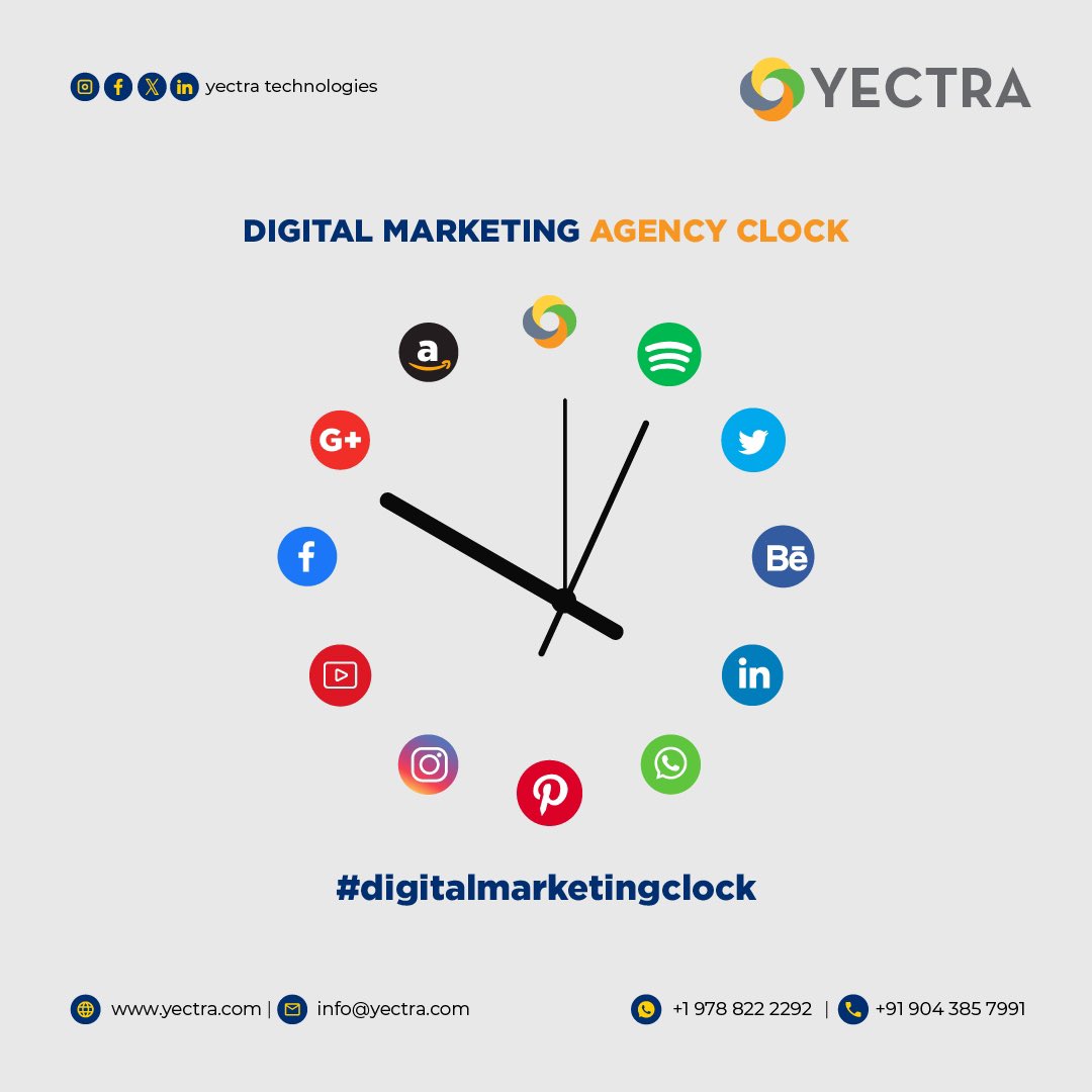 Digital marketing agency clock 

yectra.com

#hire #hireme #hireus #hiredevelopers
#digitalmarketing #digital #digitalinfluencer 
#digitalmarketingagency #digitalmarketingtips 
#digitalmarketingexpert #digitalmarketingstrategy 
 #yectra