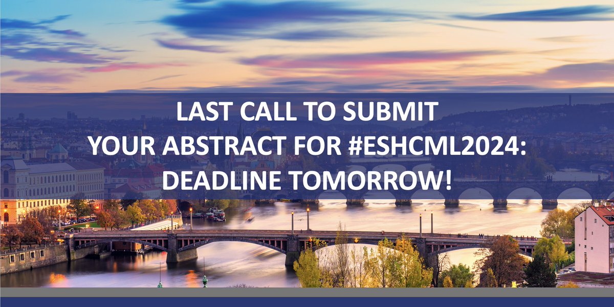 ⏰ #ESHCML2024 LAST CALL FOR ABSTRACT SUBMISSION! The deadline is tomorrow! DON'T WAIT: PROCEED NOW ➡ bit.ly/3QXtyyU 26th Annual John Goldman Conference on #CML Chairs: @GCC_Cortes, @timhughesCML, Daniela S. Krause 🗓️ September 27-29, 2024 in Prague 🇨🇿 #ESHCONFERENCES