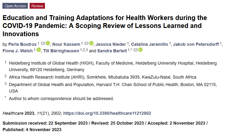 📣Today we share #Review '#Education and #Training Adaptations for #Health #Workers during the COVID-19 Pandemic: A Scoping Review of Lessons Learned and Innovations' 🧐by Perla Boutros et al. 📌Link: mdpi.com/2227-9032/11/2…