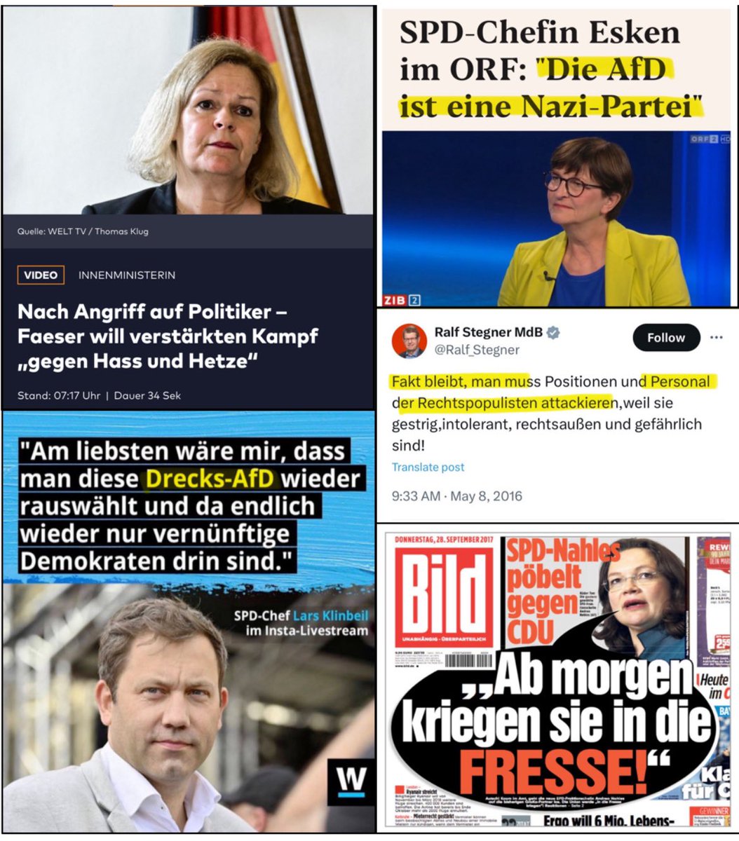 Faeser will jetzt verstärkt den Kampf gegen „Hass und Hetze“ führen.

Dann sollte sie am besten mit ihrer eigenen Partei beginnen.

Da gibt es sehr viel zu tun, angefangen bei der SPD-Parteiführung.