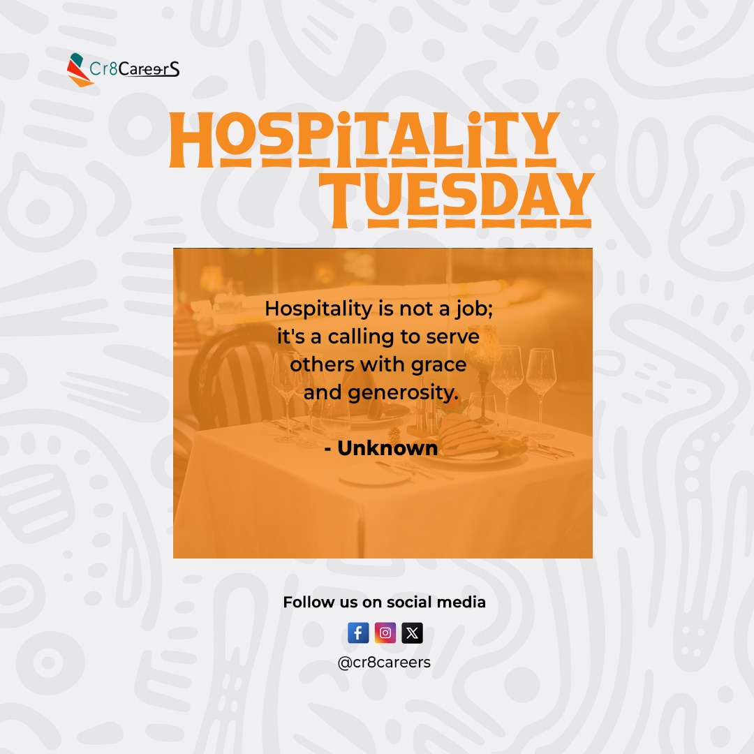 True hospitality goes beyond a job. It's a commitment to serving others with kindness and a giving spirit. #hospitality #hospitalityindustry #hospitalitylife #cr8careers #hospitalityjobs